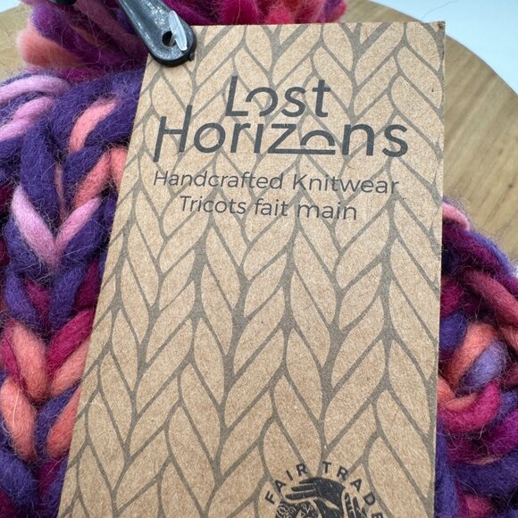Lost Horizons Multicolored 100% Wool Hat Beanie One Size Handknit purple pink ch - Picture 3 of 13
